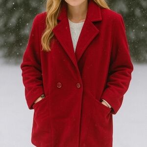 Vintage L.L.Bean Wool Coat Winter Red size 10